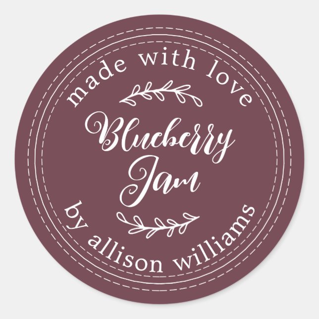 Sticker Rond Confiture Maison Rustique de Myrtille Mise en Pot  (Devant)