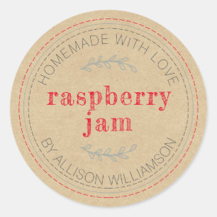 Sticker Rond Confiture Maison Rustique Papier Kraft