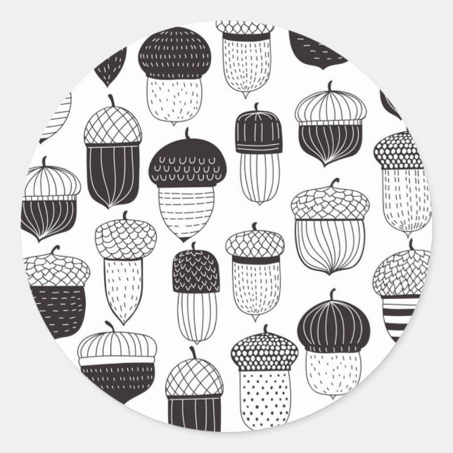 Sticker Rond Conflit de Doodle motif d'automne (Devant)