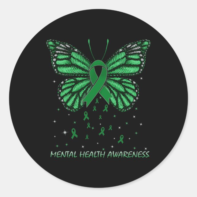 Sticker Rond Confort des papillons de santé mentale (Devant)