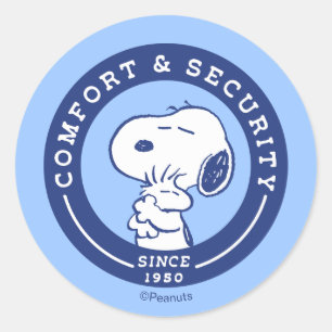 Sticker Rond Confort et sécurité   Snoopy & Woodstock Hug
