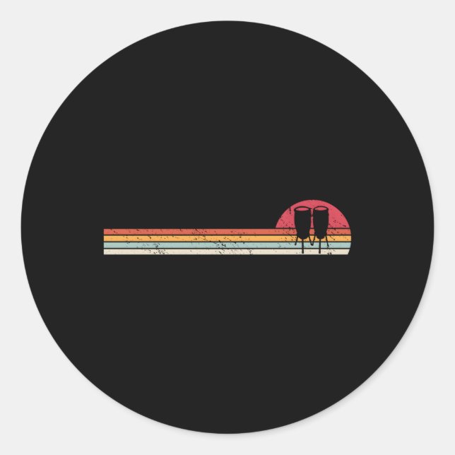 Sticker Rond Congas Player Drummer Musicien Conga Pour (Devant)