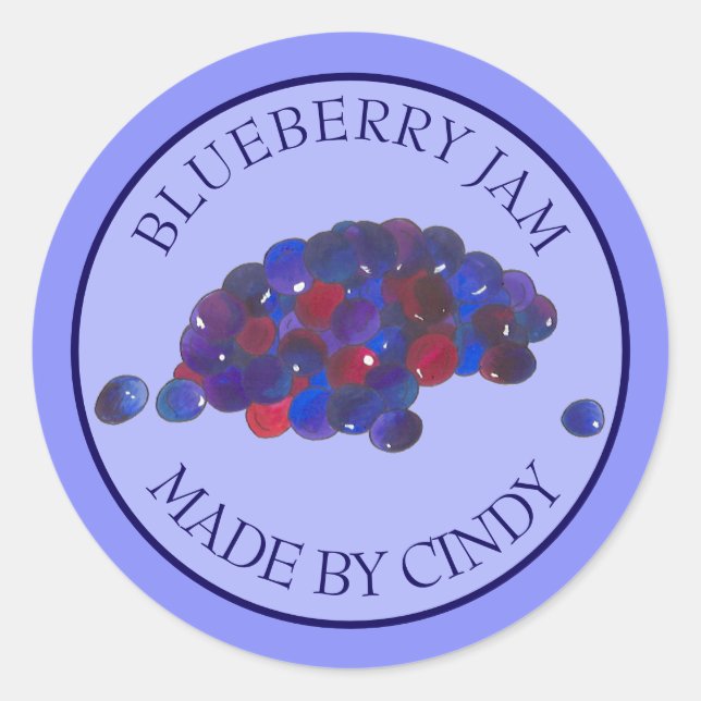 Sticker Rond Congélations De Confiture De Blueberry Faits Maiso (Devant)