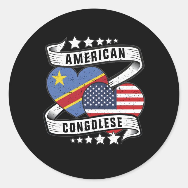 Sticker Rond Congo-Américain Demi-Congolais Demi-Américain Co (Devant)
