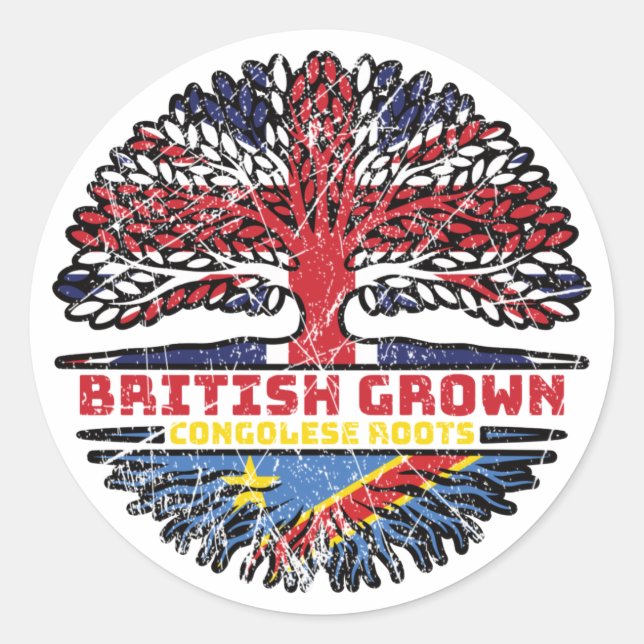 Sticker Rond Congo Congo Royaume-Uni British Tree (Devant)