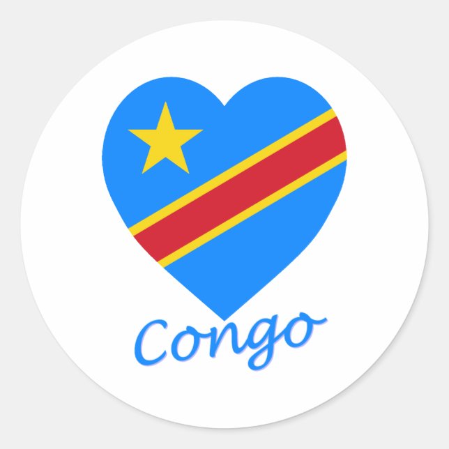 Sticker Rond Congo République Démocratique Drapeau Coeur (Devant)