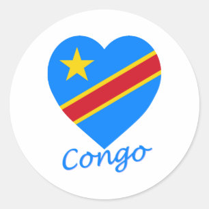 Sticker Rond Congo République Démocratique Drapeau Coeur