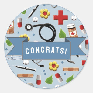 Sticker Rond Congrats de fin d'études en soins infirmiers