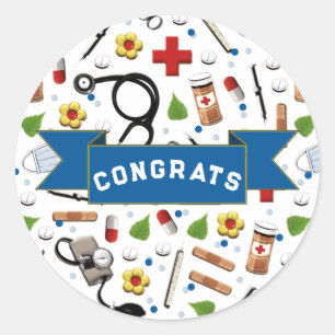 Sticker Rond Congrats de fin d'études en soins infirmiers
