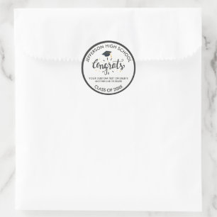 Sticker Rond Congrats d'études sur mesure Classe de Casquette d