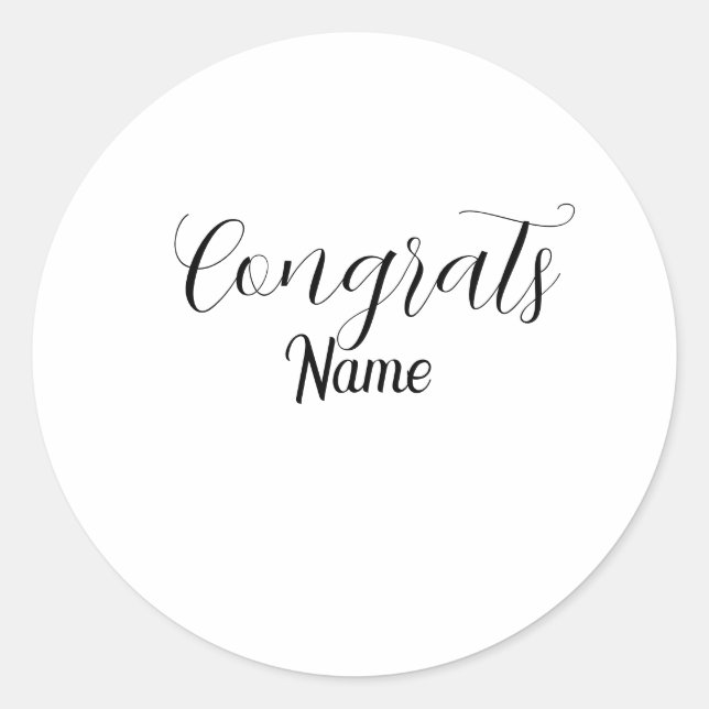 Sticker Rond Congrats graduate name simple minimal year class  (Devant)