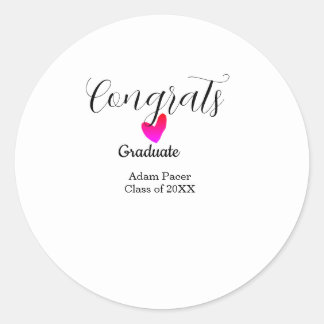 Sticker Rond Congrats graduation name class of 20XX year heart 