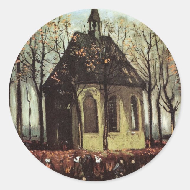 Sticker Rond Congrégation à l'église, Nuenen par Vincent van Go (Devant)