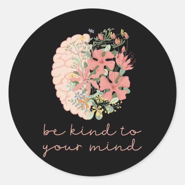 Sticker Rond Connaissance Des Problèmes De Santé Mentale (Devant)