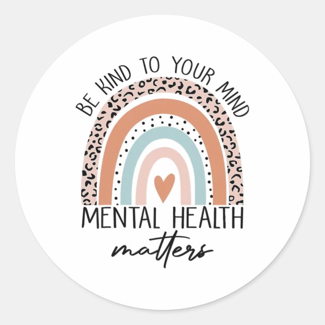 Sticker Rond Connaissance Des Problèmes De Santé Mentale (Devant)