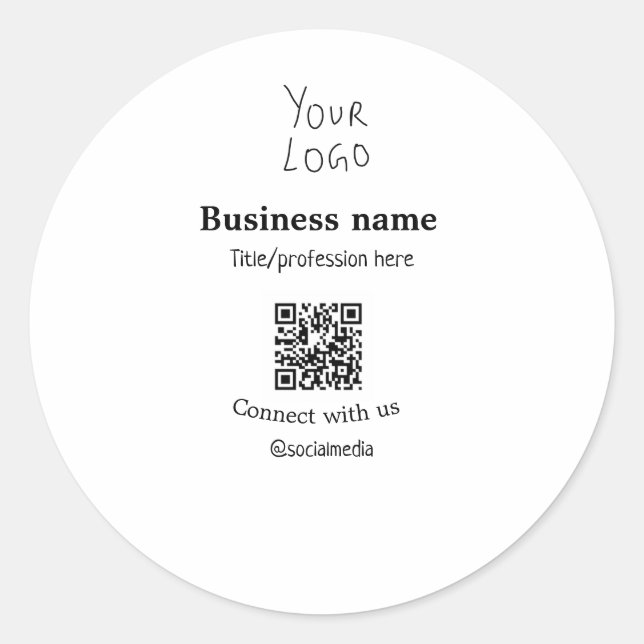 Sticker Rond Connectez-vous avec nous logo entreprise QR nom de (Devant)