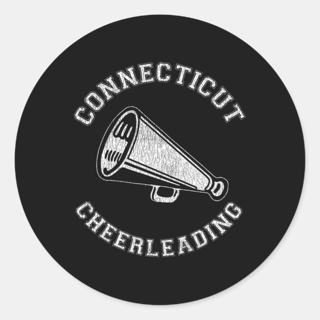 Sticker Rond Connecticut Cheer Distressed Retro 90's Cheerleade (Devant)
