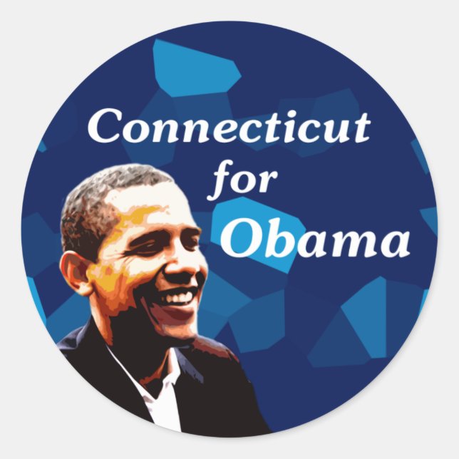 Sticker Rond Connecticut pour Obama (Devant)