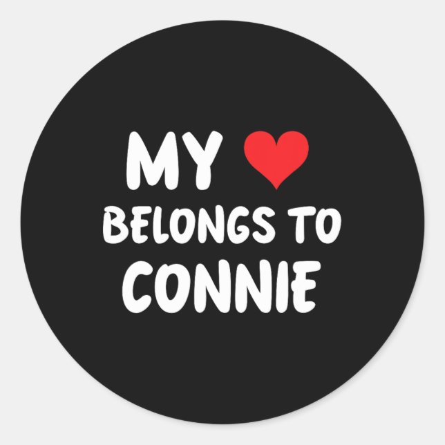 Sticker Rond Connie - Mon Coeur Appartient À Connie - Amour (Devant)