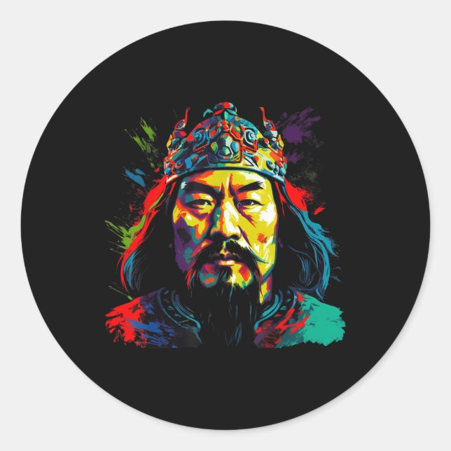 Sticker Rond Conquérant de guerre Genghis Khan (Devant)