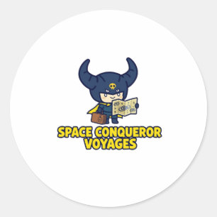 Sticker Rond Conquérant de l'Espace Voyages Rétro Bande Dessiné