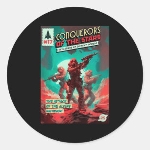 Sticker Rond Conquérants Des Étoiles - Retro Couverture De Livr