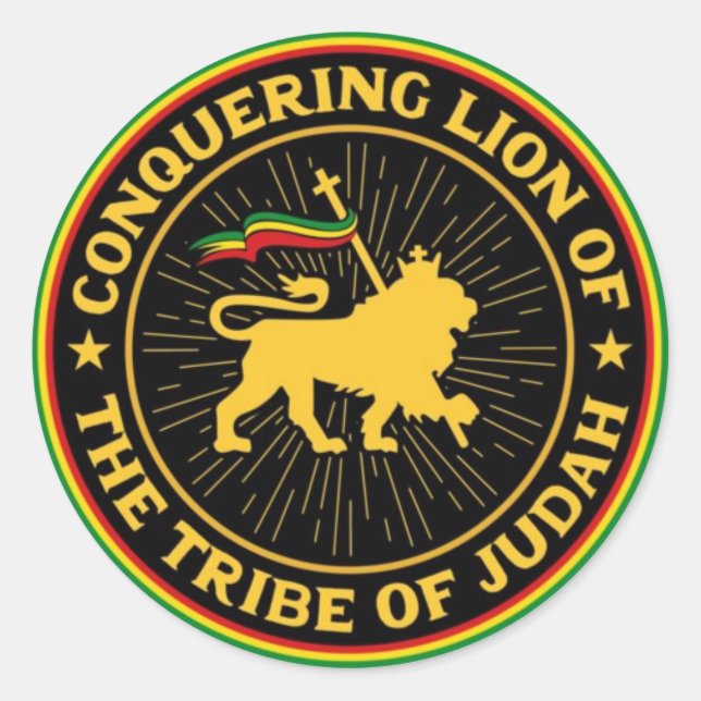 Sticker Rond Conquering Lion of the Tribe of Judah (Devant)