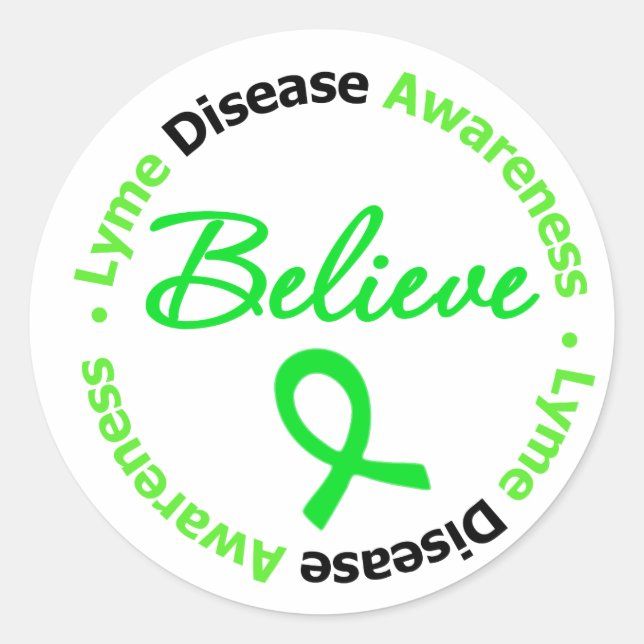 Sticker Rond Conscience de la maladie de Lyme Croire v2 (Devant)
