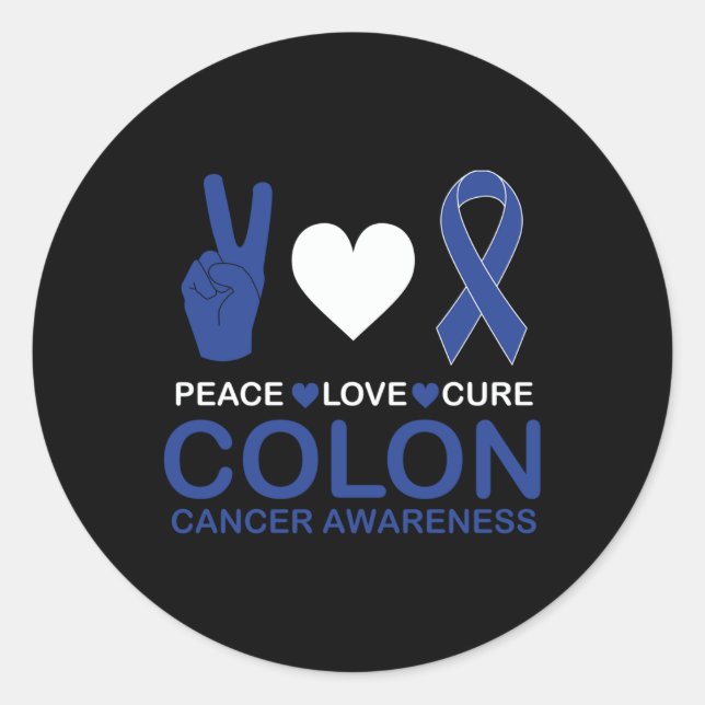 Sticker Rond Conscience du cancer du côlon Bleu Ribbon Long Man (Devant)