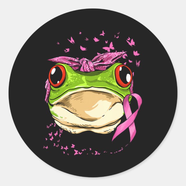 Sticker Rond Conscience du cancer du sein de la grenouille Canc (Devant)