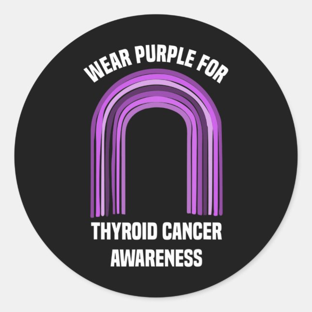 Sticker Rond Conscience du cancer du thyroïde pourpre Conscienc (Devant)