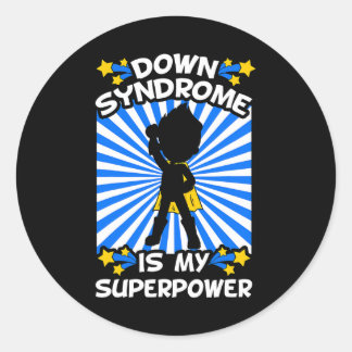 Sticker Rond Conscience du syndrome de Down Chromosome Superpui