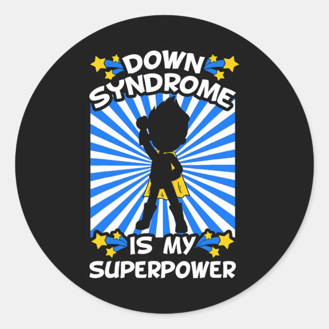 Sticker Rond Conscience du syndrome de Down Chromosome Superpui (Devant)