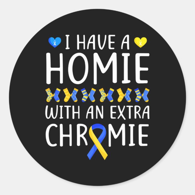 Sticker Rond Conscience du syndrome de Down J'ai une maison sup (Devant)