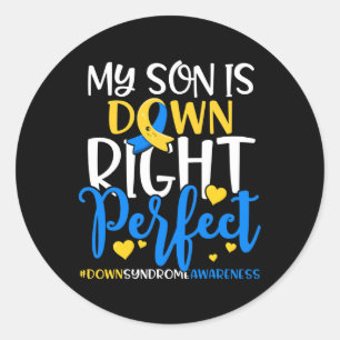 Sticker Rond Conscience du syndrome de Down Mon fils est en bas