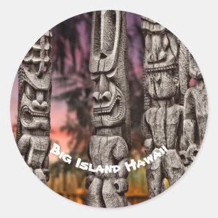 Sticker Rond Conseil tribal Tiki, Kona Hawaii