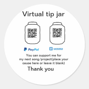 Sticker Rond Conseil virtuel jar q r code argent don PayPal ven