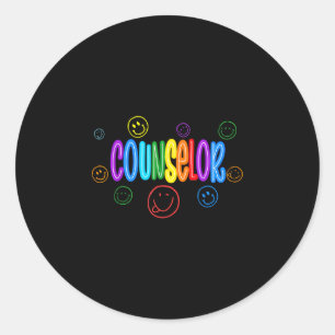 Sticker Rond Conseiller de retour à l'école visage sourire arc-