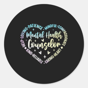 Sticker Rond Conseiller en santé mentale aimant, gentil et au c