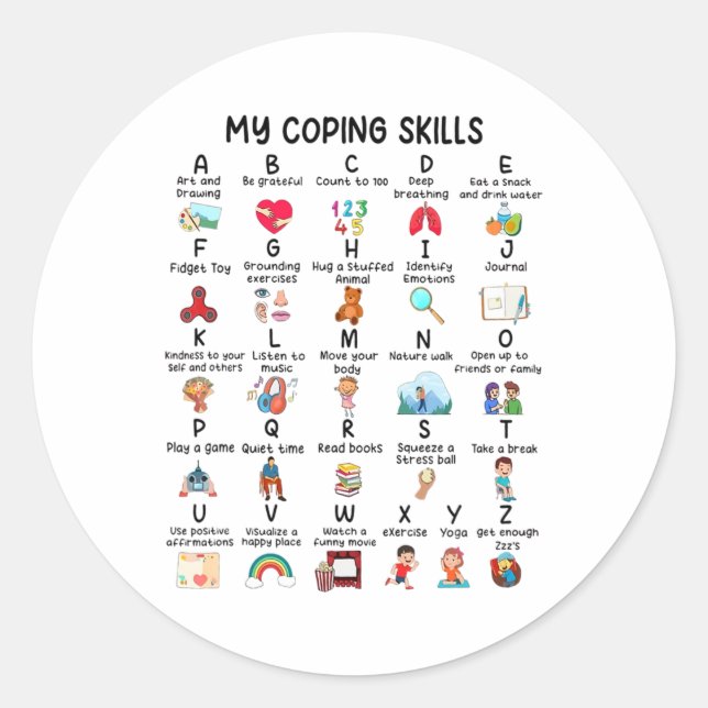 Sticker Rond Conseiller Mes compétences d'adaptation Alphabet S (Devant)