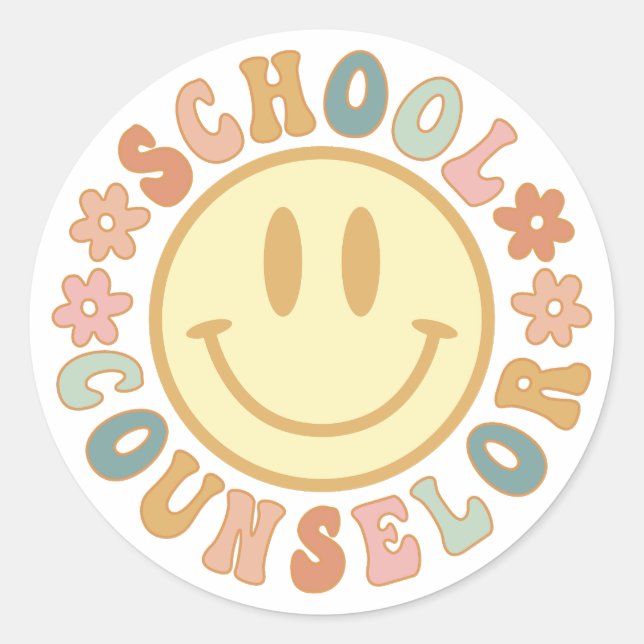 Sticker Rond Conseiller scolaire mignon, Cadeau Pour Conseiller (Devant)