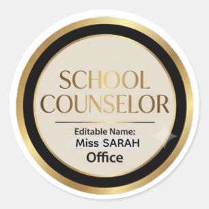 Sticker Rond Conseiller Scolaire Moderne Neutre Noir Beige Or