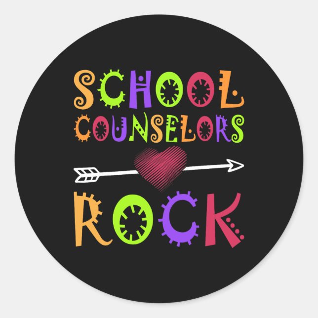 Sticker Rond Conseiller scolaire Rock Heart Book School Counsel (Devant)