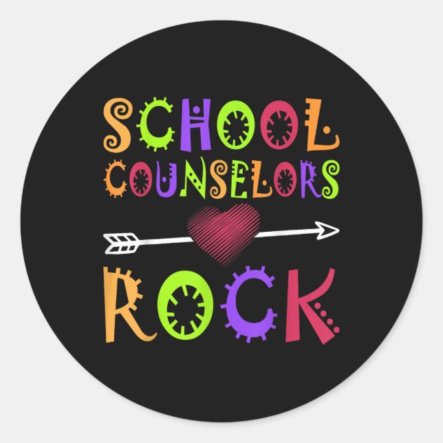 Sticker Rond Conseiller scolaire Rock Heart Book School Counsel (Devant)