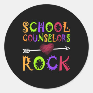 Sticker Rond Conseiller scolaire Rock Heart Book School Counsel
