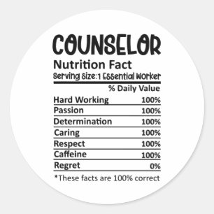Sticker Rond Conseillère en nutrition Facts École Counseling
