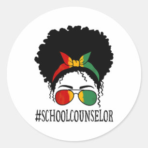 Sticker Rond Conseillère scolaire Femmes africaines Messy Bun B