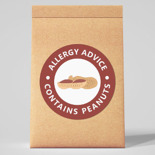 Sticker Rond Conseils sur l'allergie - Contient des arachides