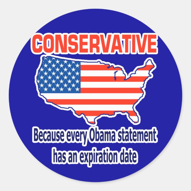 Sticker Rond Conservateur - Anti Obama (Devant)