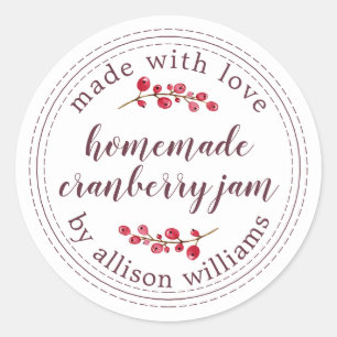 Sticker Rond Conservation de confiture de cranberry maison pour